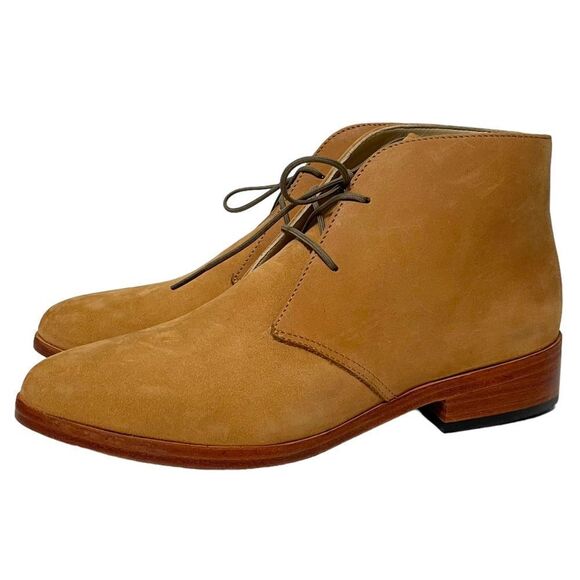 NISOLO Suede Tan Minimalist Chukka Booties 6 - Picture 4 of 9